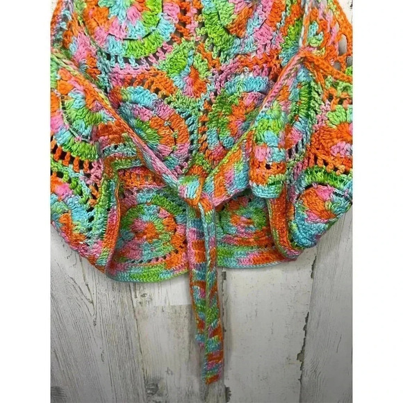 Handmade Crochet Floral Tunic Camisole Multicolor by Brenda Thomson Size M - Picture 6 of 7